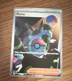 Pokemon Penny Special Illustration Rare Full Art Holo Trainer SV Paldean Fates - Image 1
