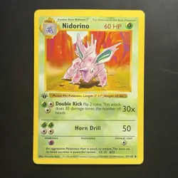 Pokemon Vintage 1st Edition Nidorino 037/102 Base Set (Shadowless) 1999 Wotc - Image 1