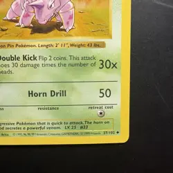 Pokemon Vintage 1st Edition Nidorino 037/102 Base Set (Shadowless) 1999 Wotc - Image 4