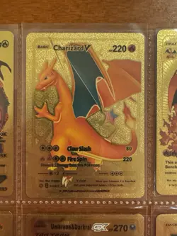 Charizard Pikachu Fan Art Gold Foil Pokemon Card Lot Unique TCG Display Lot (7) - Image 4
