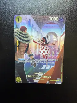 Bandai One Piece CCG Charlotte Flampe Character Card Special Holo SP, EB01-056 - Image 1