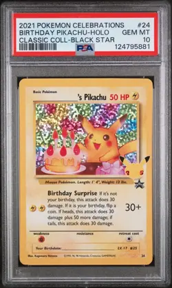 2021 POKEMON CELEBRATIONS CLASSIC COLL #24 BIRTHDAY PIKACHU-HOLO PSA 10 - Image 1
