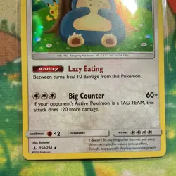 Pokemon Snorlax Holo Rare 158/214 Basic Sm-Unbroken Bonds - Image 3