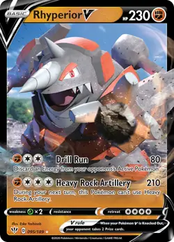 Rhyperior V 95/189 Rare Holo V | Darkness Ablaze | Pokemon Card - Image 1