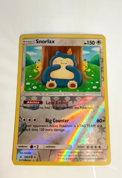 Pokemon Snorlax 158/214 Sm-Unbroken Bonds Reverse Holo Rare 2019 HP 150 Ability - Image 1