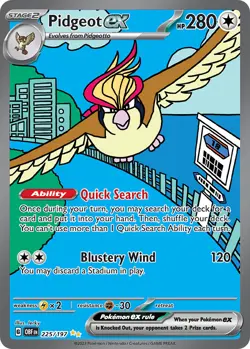 Pidgeot ex 225/197 Special Illustration Rare | Obsidian Flames | Pokemon Card - Image 1