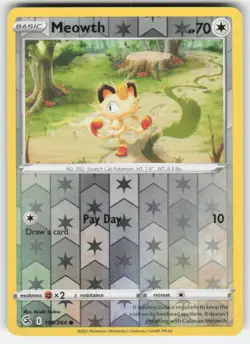 Pokemon TCG Reverse Holo Fusion Strike Meowth #199/264 - Image 1