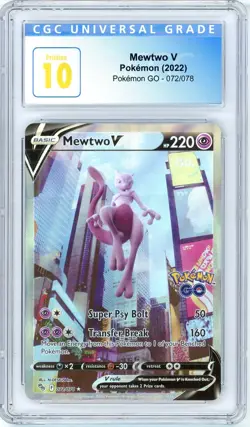 Pokemon Mewtwo V #072 Pokemon GO CGC Pristine 10 - Image 1