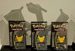 POKEMON Celebrations Booster Pack Lot 3 Factory Sealed Fresh 25th Anniversary - Image 1