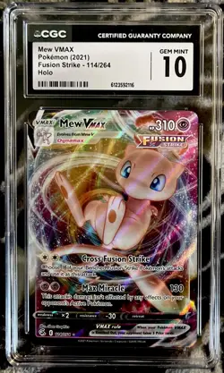 CGC 10 Mew VMAX Pokemon 2021 Fusion Strike 114/264 Gem Mint Full Art Card - Image 1