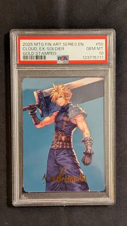 PSA 10 MTG Final Fantasy Cloud Ex Soldier Gold Stamp Art Series Gem Mint Pop2 - Image 1