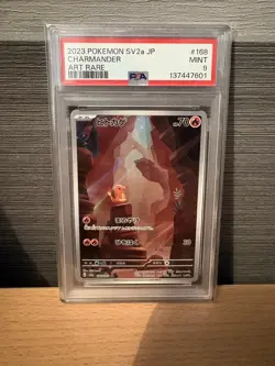Pokemon TCG Charmander Scarlet Violet 151 Japanese Card 168/165 Art Rare PSA 9 - Image 1