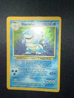 Blastoise Holo Base Set Pokemon Card - MP (See Pics) - Image 2