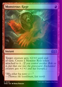 MTG Magic the Gathering Monstrous Rage (142/515) Wilds of Eldraine LP FOIL - Image 1