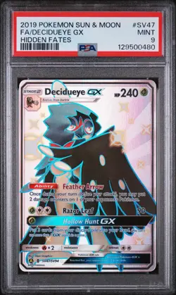 2019 POKEMON SUN & MOON HIDDEN FATES #SV47 FULL ART/DECIDUEYE GX PSA 9 - Image 1