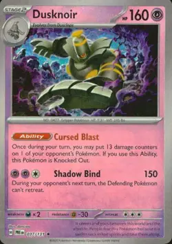 Dusknoir 037/131 Rare Prismatic Evolutions Pokemon NM master ball - Image 1