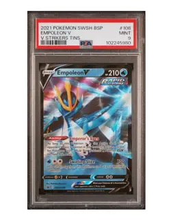 PSA 9 Mint 2021 POKEMON SWSH BLACK STAR PROMO #108 EMPOLEON V V STRIKERS TINS - Image 1