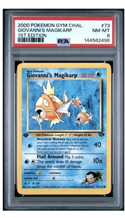 2000 Pokemon 1st Edition Giovanni's Magikarp Gym Challenge PSA 8 - Image 1