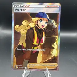 Pokemon TCG Worker Silver Tempest Full Art Trainer Ultra Rare Holo Card 195/195 - Image 1