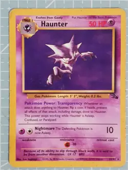 Haunter 21/62 Rare: Fossil Pokemon Trading Card Game TCG - Image 1