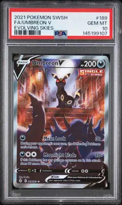 PSA 10 UMBREON V 189/203 | SWSH Evolving Skies Alt Art Graded Pokemon Card - Image 1