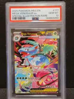 2025 POKEMON MEGA EVOLUTION ILLUSTRATION RARE #177 MEGA VENUSAUR EX PSA 10 - Image 1