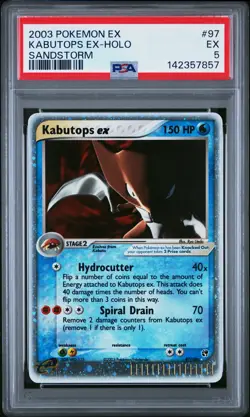 2003 POKEMON EX SANDSTORM #97 KABUTOPS EX-HOLO PSA 5 - Image 1