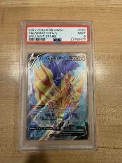 Pokemon 2022 SWSH Brilliant Stars Zamazenta V 163/172 Full Art Holo PSA 9 - Image 1