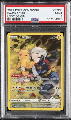 2022 POKEMON SWORD & SHIELD LOST ORIGIN #TG05 FULL ART/PIKACHU PSA 9 - Image 1