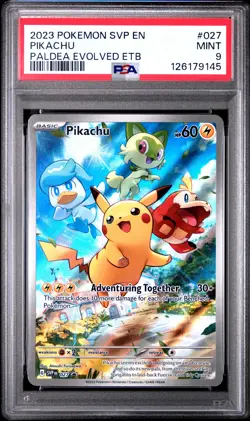 2023 POKEMON SVP EN-SV BLACK STAR PROMO #027 PIKACHU PSA 9 - Image 1