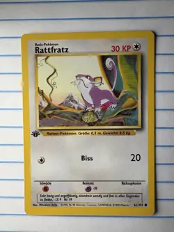 1999 Pokemon German Base Set 1st Edition Rattfratz (Rattata) #61/102 - Image 1