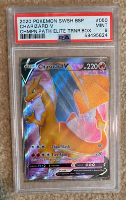 2020 Pokemon SWSH Champions Path Elite Trainer Box #50 Charizard V PSA 9 - Image 1