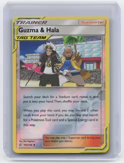 Guzma & Hala 193/236 Sm-Cosmic Eclipse Reverse Holo Tag Team Pokemon - Image 1