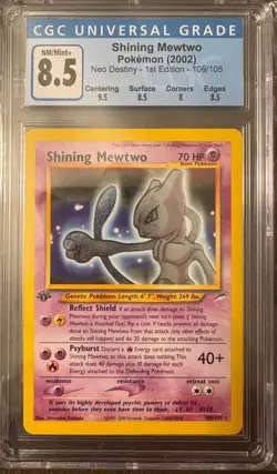 2002 Pokemon Shining Mewtwo Neo Destiny 1st Edition Holo Secret Rare 109 CGC 8.5 - Image 1