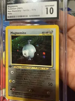 Magnemite 7/75 Neo Discovery 1st Edition Holo 2001 Pokemon - CGC 10 GEM MINT - Image 2