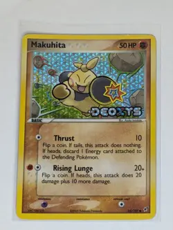 Makuhita 65/107 Deoxys Reverse Holo front/back image pokemon tcg - Image 1