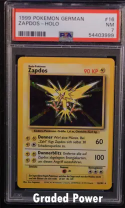 Base Set Unlimited German Zapdos GERMAN PSA 7 HOLO (3999) 16/102 Pokemon - Image 1
