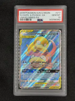 2019 POKEMON SUN & MOON UNIFIED MINDS #217 FULL ART/SLOWPOKE & PSYDUCK GX PSA 10 - Image 1