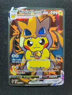 PIKACHU M CHarizard Vcos Cosplay Holo Prism Custom Fan Full Art Card Pokemon - Image 1