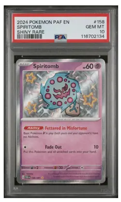 Spiritomb 158/091 Shiny Rare Holo Paldean Fates Pokemon Card PSA 10 - Image 1