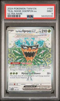 PSA 9 MINT Teal Mask Ogerpon ex 190/167 Twilight Masquerade RARE Pokemon - Image 1
