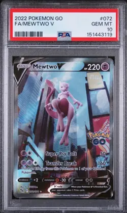 Pokemon 2022 SWSH Go Mewtwo v Alternate Full Art Ultra Rare Card #072/078 PSA 10 - Image 1