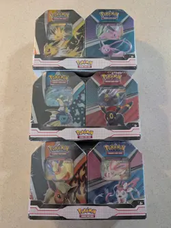 V Heroes 3x 2-Pack Tin Bundle Set Eevee Evolutions (Target 2023) Pokemon TCG - Image 1