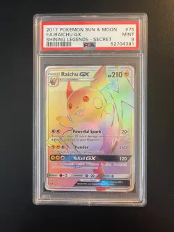 2017 Pokemon Shining Legends Raichu GX 75/73 Secret Rainbow Rare PSA 9 MINT - Image 1
