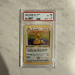 1999 Pokemon Fossil Dragonite - Holo 1st Edition #4 PSA 6 - Image 1