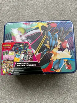 Pokemon TCG Treasure Chest Tin – Sealed – 6 Booster Packs – Ralts/Kirlia/Riolu - Image 1