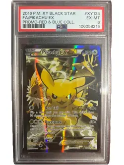 2016 Pokemon XY Black Star Promo Red and Blue Collection Pikachu Ex #XY124 PSA 6 - Image 1