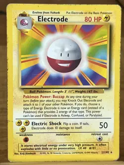 Pokemon TCG Electrode 21/102 Base Set Rare MP - Image 1
