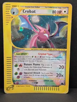 Crobat Crystal 147/144 Skyridge Holo Ultra Secret Rare Pokemon TCG e-reader MP - Image 1
