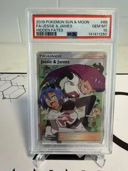 PSA 10 Jessie and James Full Art 68/68 Hidden Fates Pokemon Card 2019 GEM MINT - Image 1